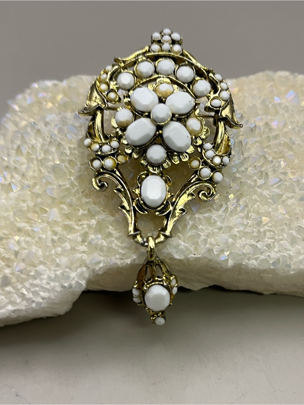 Vintage S. DODD Signed Statement Brooch – Milk Glass Victorian Vintage S. DODD